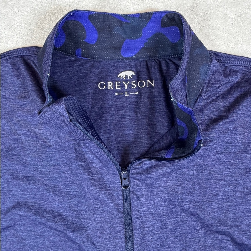 Greyson Size Large Navy Camo Collar Performance Quarter-Zip Top Sweater Golf - Picture 2 of 7